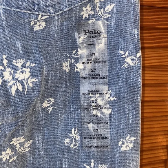 polo ralph lauren called high rise slim jeans white flower pattern - Picture 8 of 10